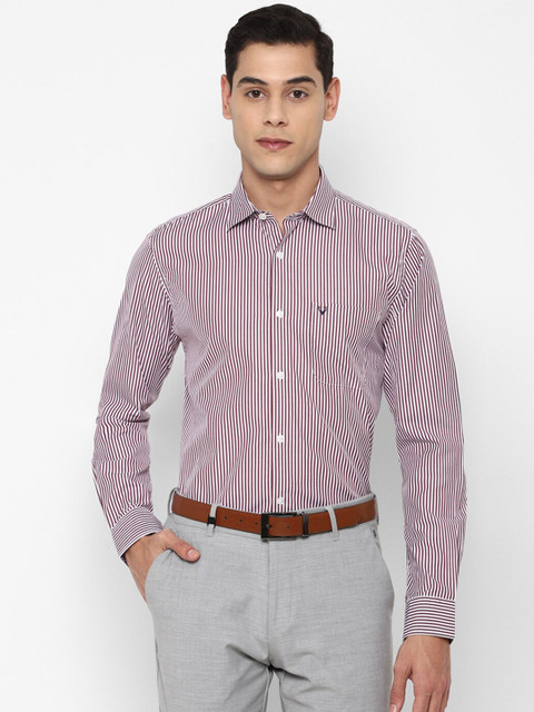 

Allen Solly Men Maroon Slim Fit Micro Checks Checked Pure Cotton Formal Shirt