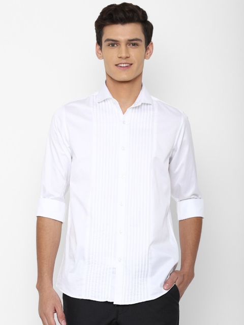 

Allen Solly Men White Slim Fit Striped Pure Cotton Casual Shirt