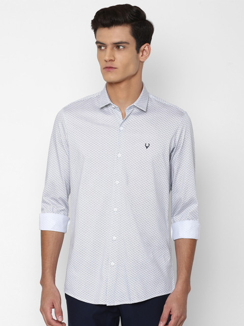 

Allen Solly Men Grey Slim Fit Printed Pure Cotton Casual Shirt
