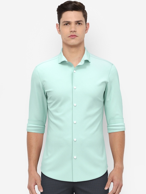 

Peter England Elite Men Sea Green Self Design Pure Cotton Slim Fit Formal Shirt