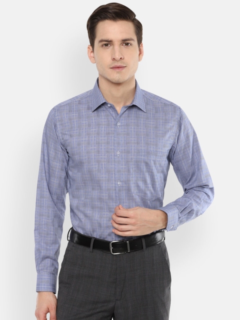 

Van Heusen Men Blue Checked Pure Cotton Formal Shirt