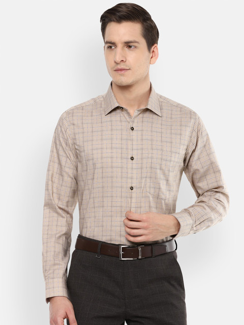 

Van Heusen Men Beige Checked Formal Shirt
