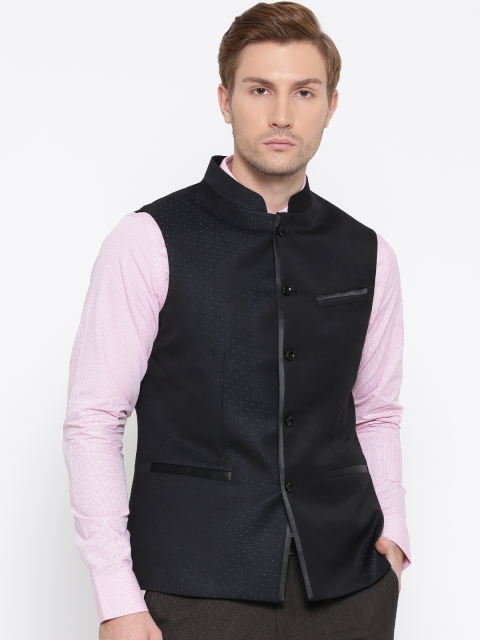 

Blackberrys Black Patterned Slim Fit Nehru Jacket