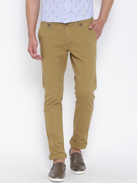 

Blackberrys Men Khaki Solid Slim Fit Chino Trousers