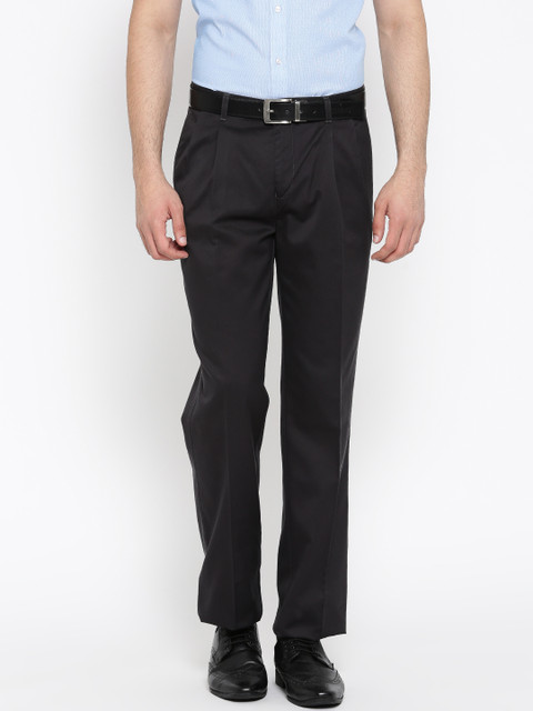 

Blackberrys Men Grey Sharp Regular Fit Solid Formal Trousers