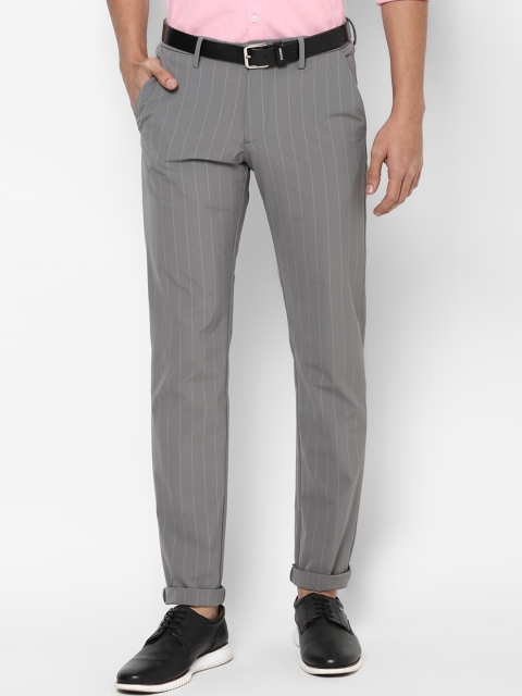 

Allen Solly Men Grey Striped Slim Fit Trousers