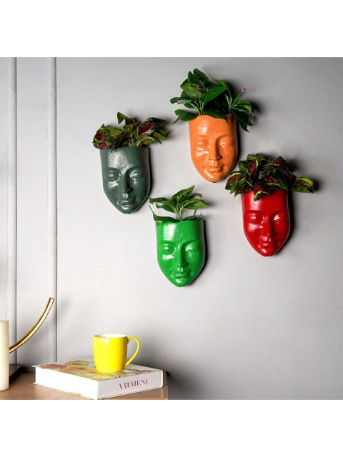 

THE ARTMENT Set Of 5 Multicoloured Bohemian Meditative Face Planter Wall Decor, Multi