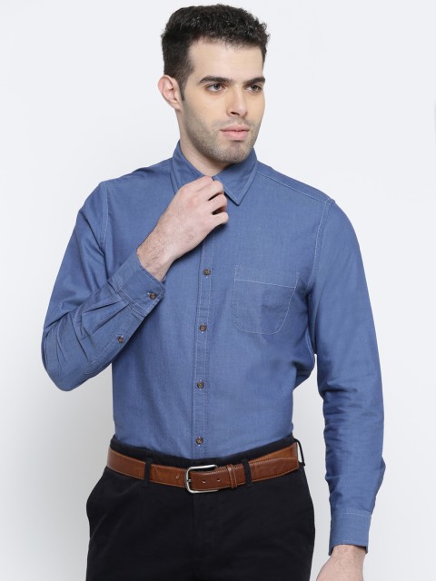 

Blackberrys Men Blue Slim Solid Semiformal Shirt