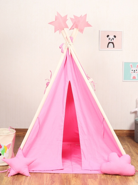 

My Gift Booth Extra Large Pink Heaven Portable Teepee Tent with Padded Mat