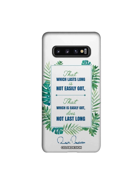 

CelfieDesign White & Blue Lasts Long AB Quotes Samsung Galaxy S10 Slim Back Case