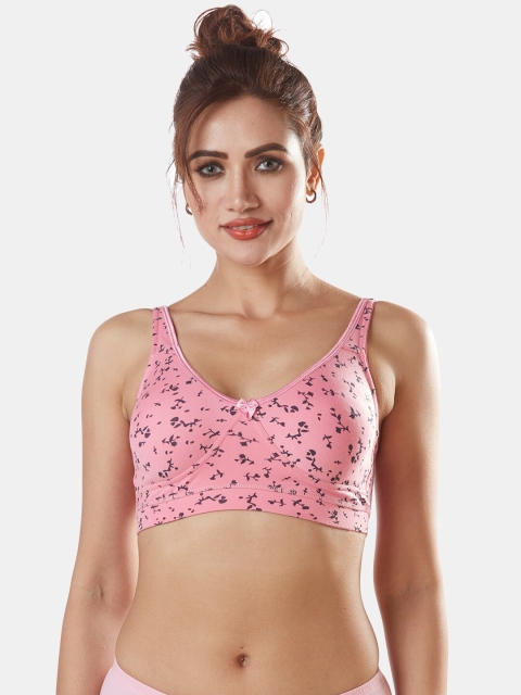 

Sonari Pink & Black Abstract Printed Non Padded Super Support Bra