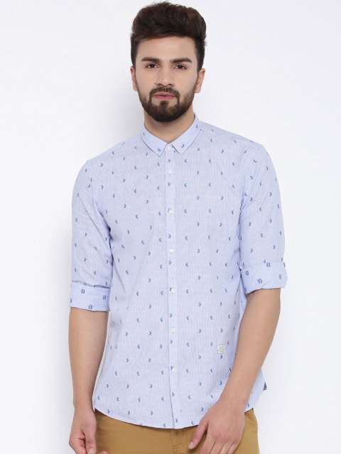 

Blackberrys Men Blue Slim Fit Woven Design Casual Shirt
