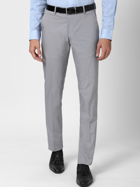 

Peter England Elite Men Grey Textured Slim Fit Formal Trousers