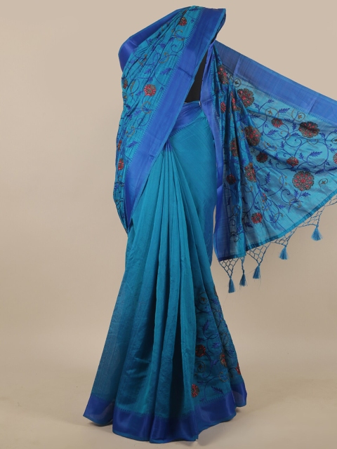 

Pothys Blue & Pink Floral Art Silk Saree