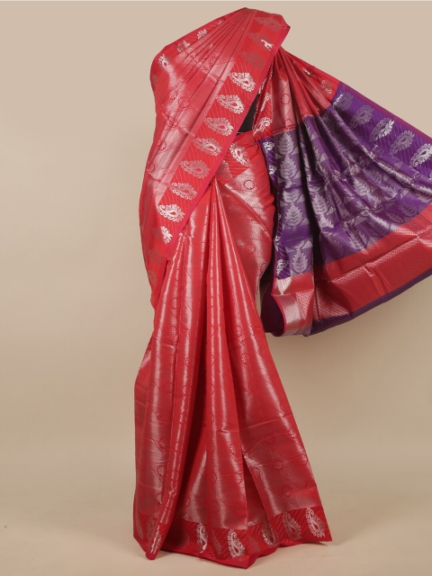 

Pothys Red & Purple Ethnic Motifs Zari Art Silk Saree