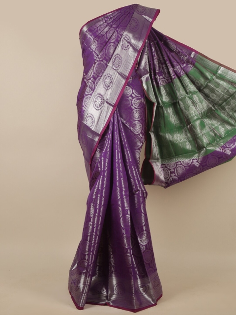 

Pothys Violet & Green Ethnic Motifs Zari Art Silk Saree