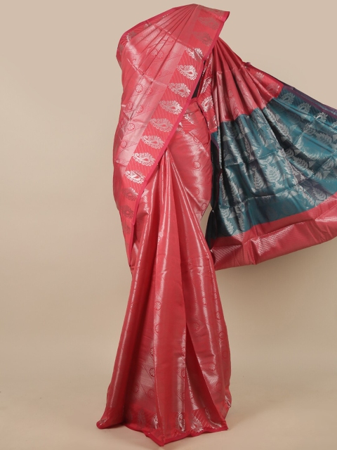 

Pothys Peach-Coloured & Green Ethnic Motifs Zari Art Silk Saree