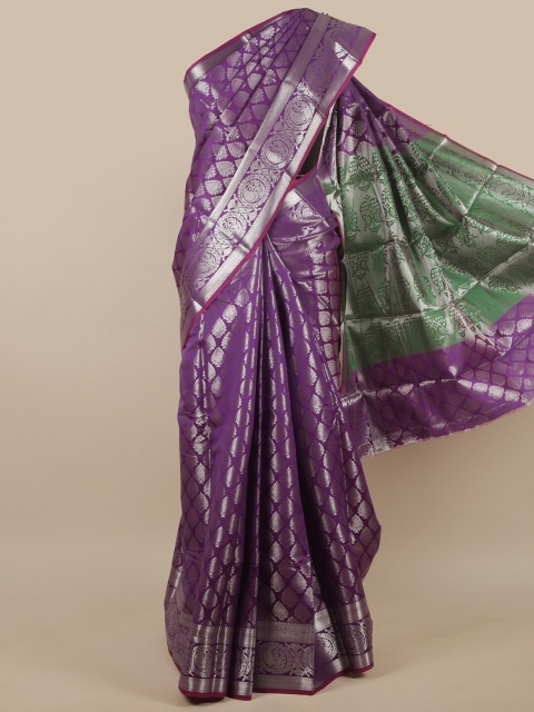

Pothys Violet & Green Ethnic Motifs Zari Art Silk Saree