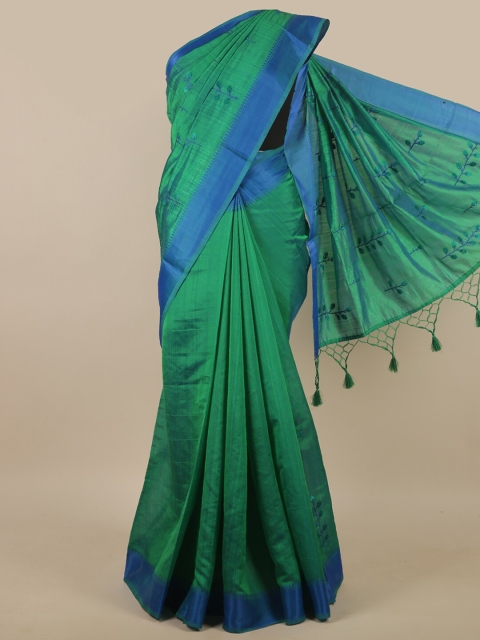 

Pothys Green & Blue Floral Art Silk Saree
