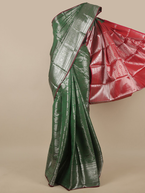 

Pothys Green & Maroon Ethnic Motifs Zari Art Silk Saree