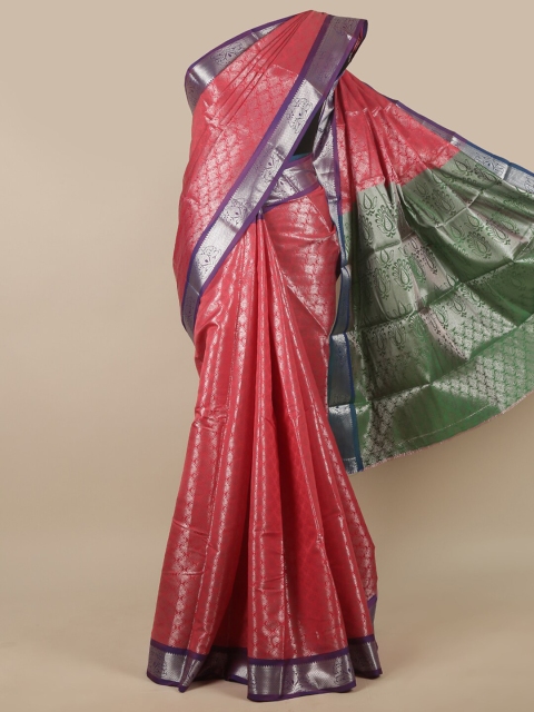 

Pothys Pink & Green Ethnic Motifs Woven Design Art Silk Saree