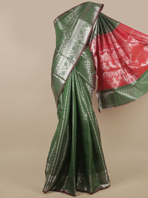 

Pothys Green & Silver-Toned Ethnic Motifs Zari Art Silk Saree