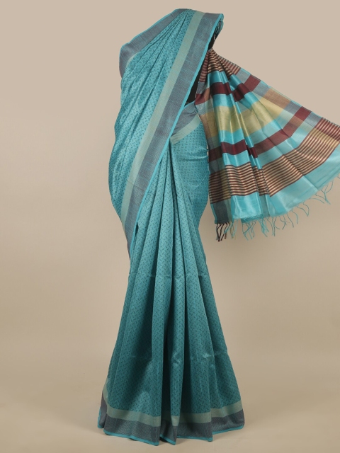 

Pothys Blue Embroidered Jute Cotton Saree