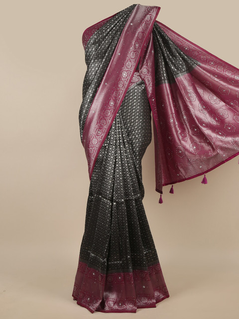 

Pothys Black & Magenta Zari Art Silk Saree