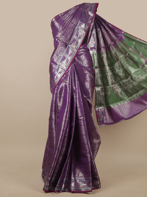 

Pothys Violet & Green Ethnic Motifs Zari Art Silk Saree