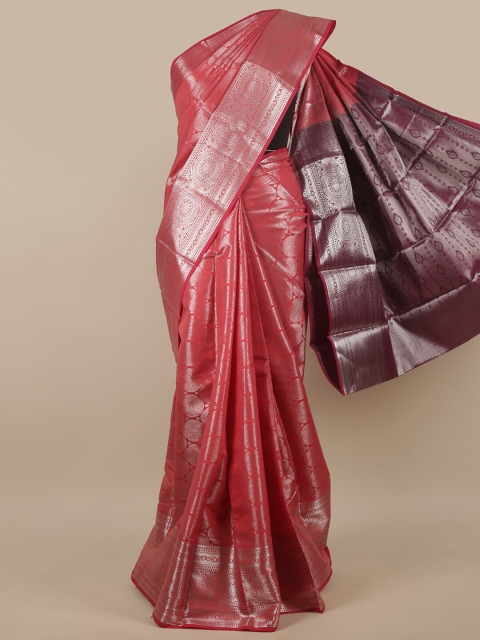 

Pothys Peach-Coloured & Maroon Ethnic Motifs Zari Art Silk Saree