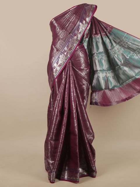 

Pothys Purple & Green Ethnic Motifs Zari Art Silk Saree