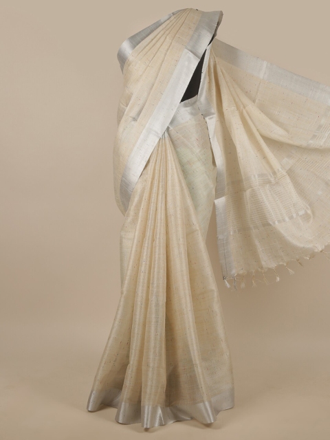 

Pothys Cream-Coloured Woven Design Tissue Saree