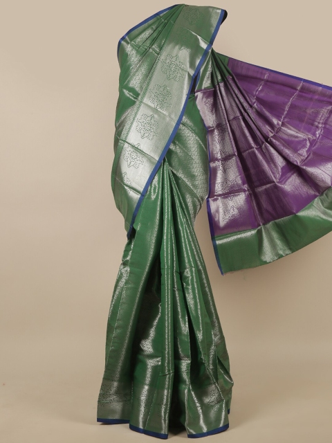 

Pothys Green & Violet Floral Zari Art Silk Saree