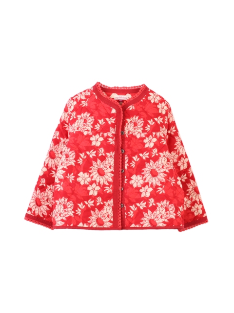 

My Little Lambs Girls Red & White Printed Reversible Jacket