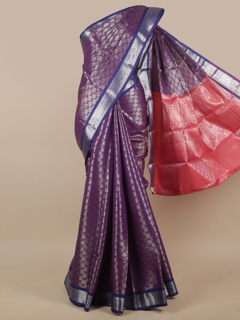 

Pothys Purple & Pink Floral Zari Art Silk Saree