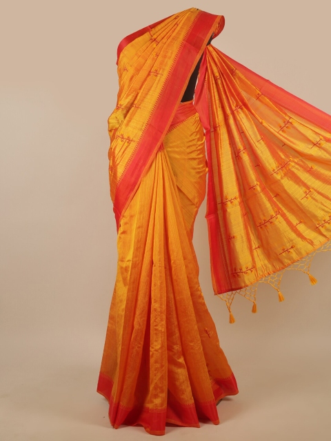 

Pothys Yellow & Red Floral Art Silk Saree