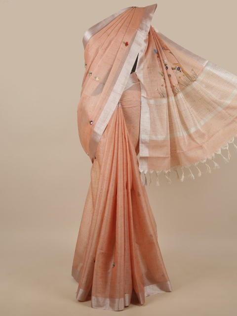 

Pothys Peach-Coloured Embroidered Saree