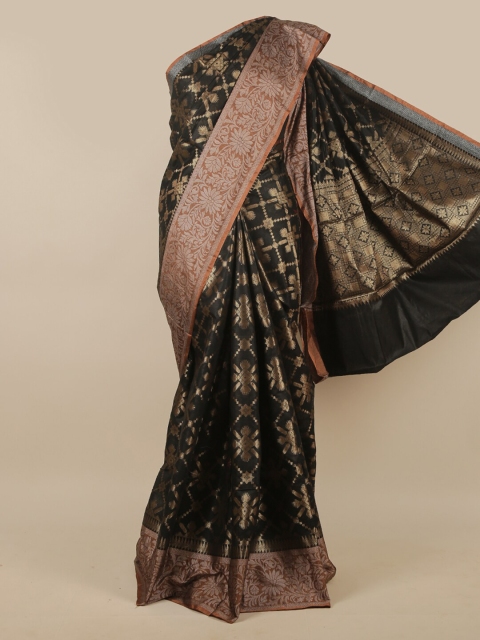

Pothys Black Ethnic Motifs Woven Design Cotton Blend Saree