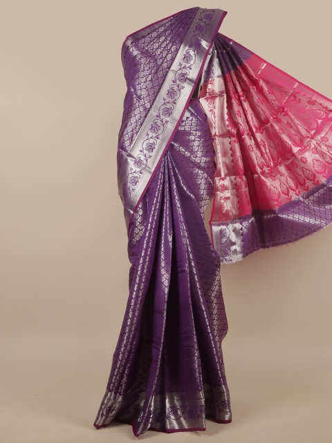 

Pothys Violet Ethnic Motifs Woven Design Art Silk Saree