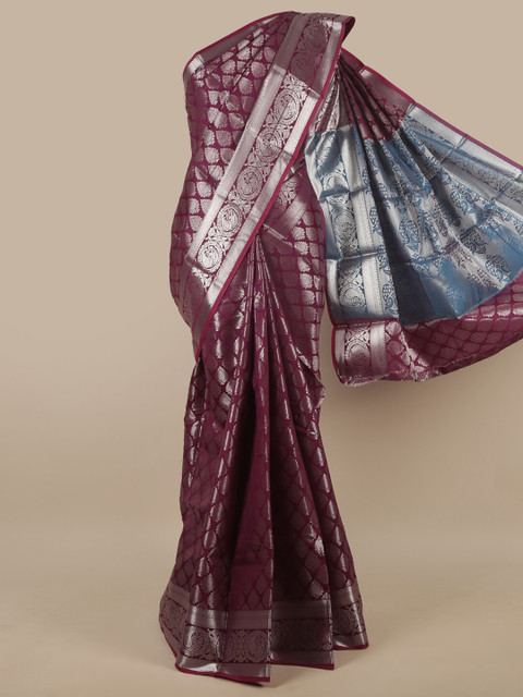 

Pothys Purple & Blue Woven Design Zari Art Silk Saree