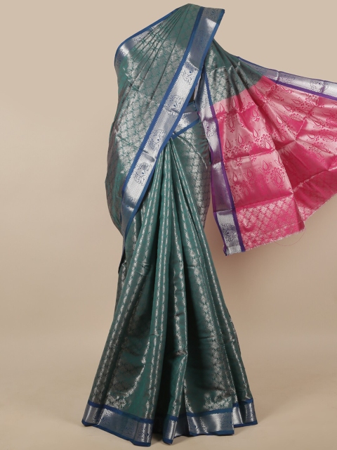 

Pothys Green & Pink Ethnic Motifs Woven Design Art Silk Saree