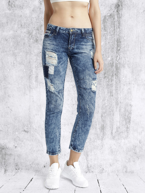 

RDSTR Women Blue Slim Fit Acid Wash Mildly Distressed Jeans