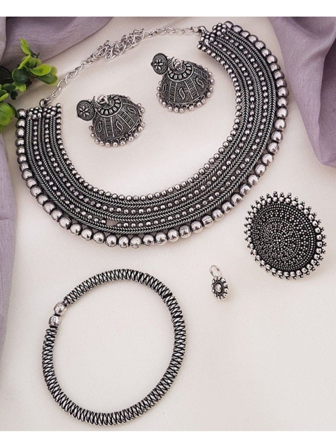 

GRIIHAM Oxidised Silver-Plated Victorian Design Jewellery Set