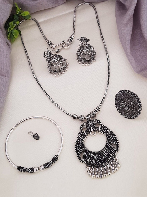 

GRIIHAM Oxidised Silver-Plated Jewellery Set