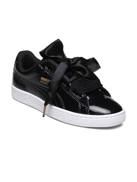 

Puma Women Black Solid Regular Basket Heart Sneakers