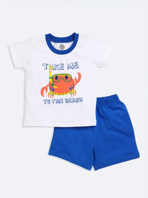 

TAMBOURINE Boys White & Blue Printed T-shirt with Trousers