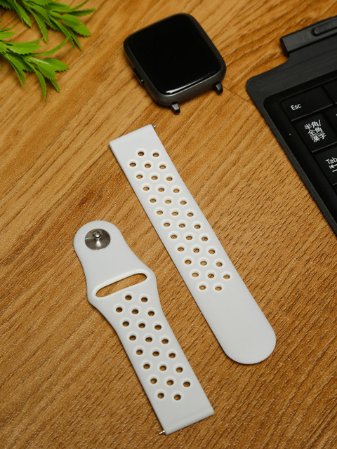 

MUTAQINOTI Unisex White Solid 44 mm Silicon Watch Straps