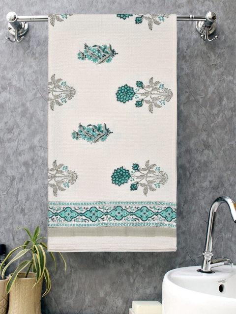 

Gulaab Jaipur Blue & White Printed 400 GSM Cotton Bath Towels