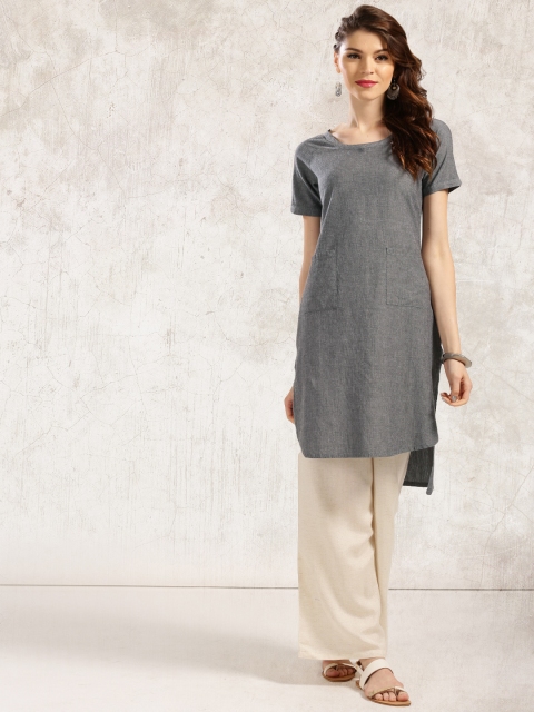 

Anouk Women Grey Solid A-Line Kurta
