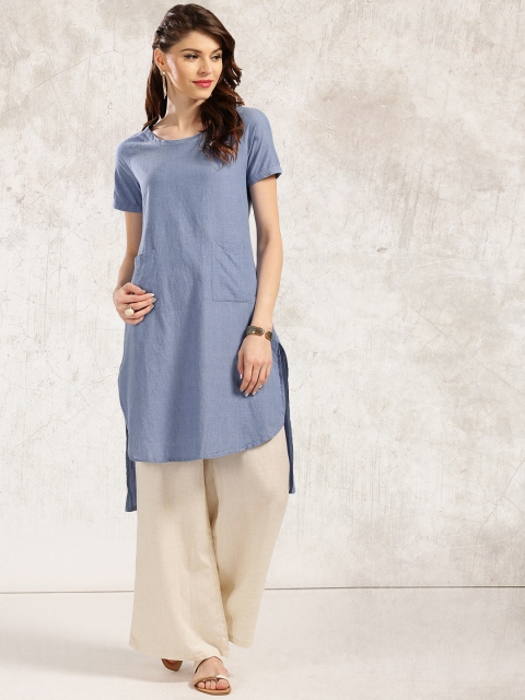 

Anouk Women Blue Solid A-Line Kurta